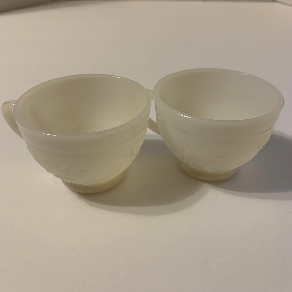 Vintage Anchor Hocking Milk Glass Tea/Coffee/Punch Replacement Cups Lot of 2
